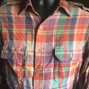 🚨B2G1 POLO RALPH LAUREN Purple Red Green Orange 2 Pockets Cotton Long Sleeve